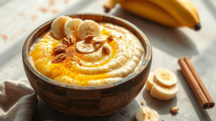 Bananen-Porridge mit Kurkuma und Zimt