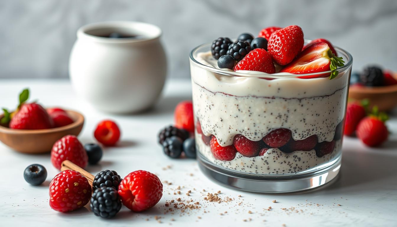 Beeren-Porridge mit Chia-Pudding