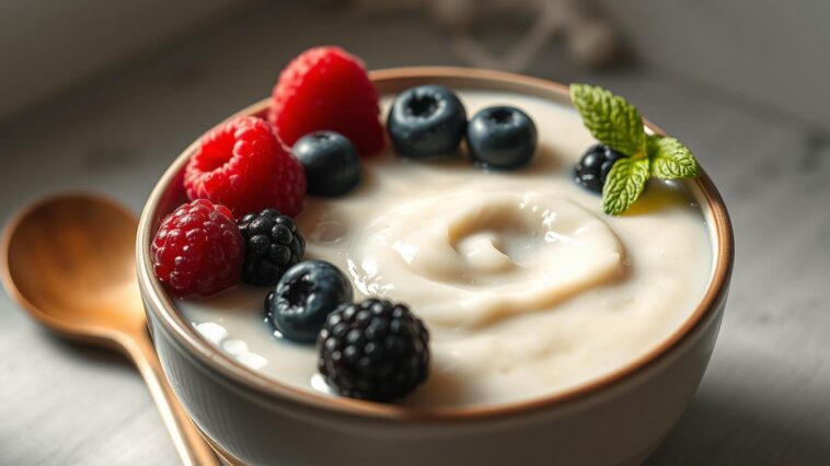 Kokos-Porridge mit frischen Beeren