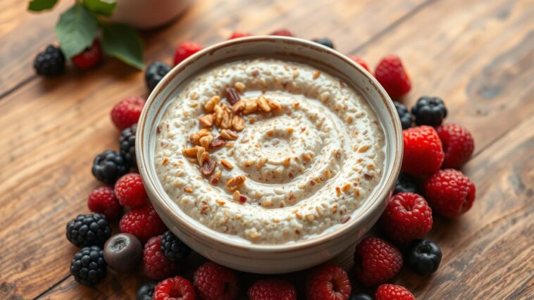 Nuss-Porridge mit Beeren