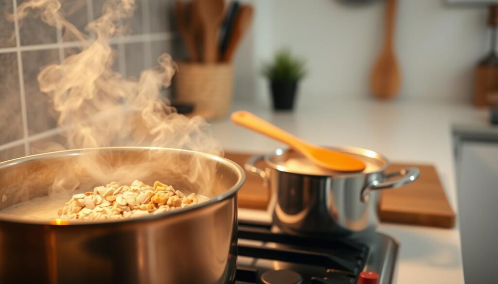Porridge-Zubereitung im Kochtopf