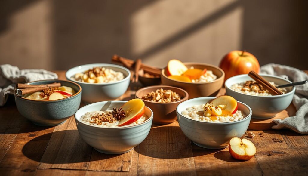 Variationen von Porridge mit Apfel