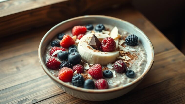 Veganes Beeren-Schoko-Porridge mit Banane