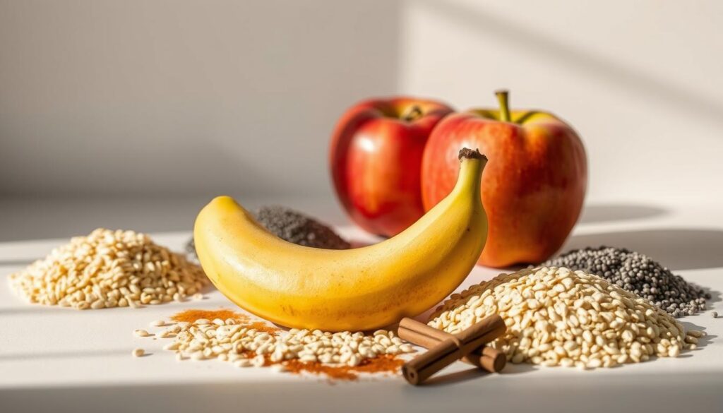 Zutaten für Banane-Apfel-Overnight-Oats